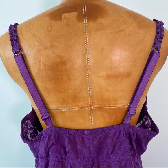 Cacique Size 18/20 Purple Lace Sheer Slip Nighty Ruffle Lingerie - Picture 5 of 8